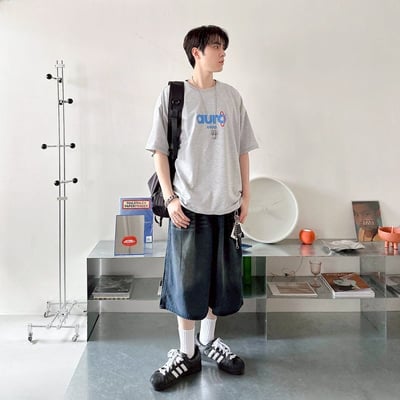 【現貨】aurocean斑駁字印花短T7