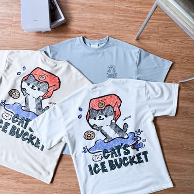 【現貨】CATS ICE BUCKET 插畫風冰桶貓印花短T8