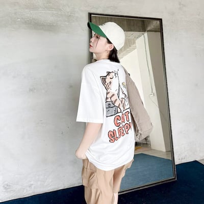 【現貨】CAT SLEEPING瞌睡貓塗鴉風印花短T8