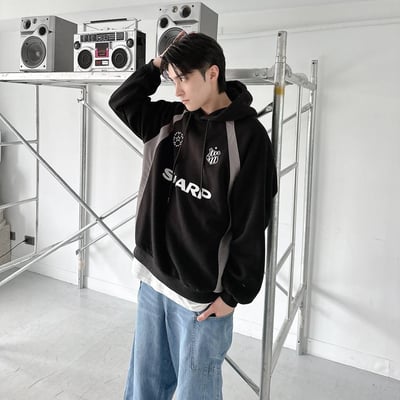 【廠商斷貨最後機會】SHARP拼接撞色帽T4