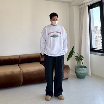 【現貨】城市森林刷毛大學T5