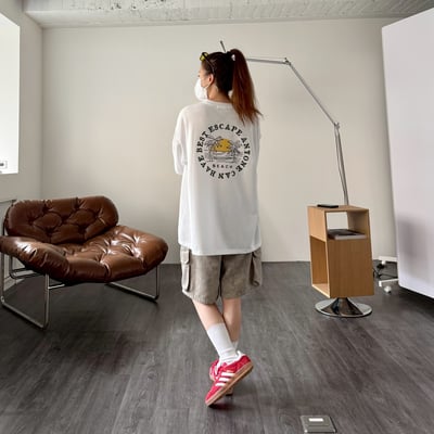 【現貨】夕陽海灘印花短T8