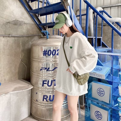 【現貨】愛心笑臉刺繡大學T2