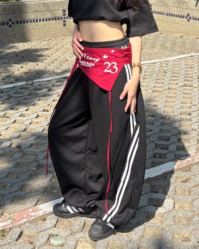 【誰都能駕馭!!!】美式撞色疊穿彎刀棉褲10