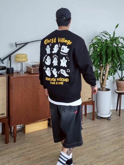 【現貨】Ghost Village幽靈貼圖印花大學T8