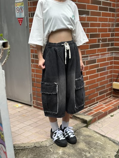 【現貨】抽鬚口袋牛仔短褲3