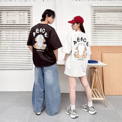 【現貨】PEACE虎斑貓打坐短T4