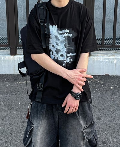 【現貨】幻影模糊字母印花短T9