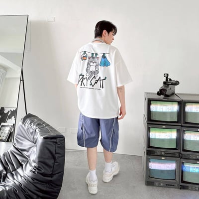 【現貨】DRY CAT曬貓咪插畫風短T6