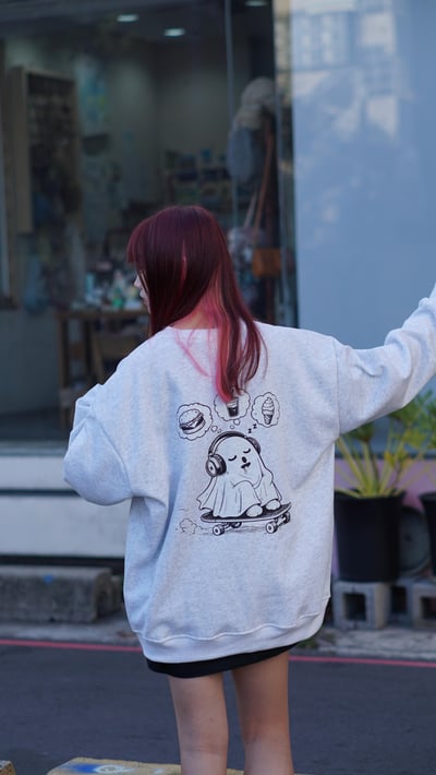 【現貨】貪吃滑板小幽靈牛奶絨大學T9