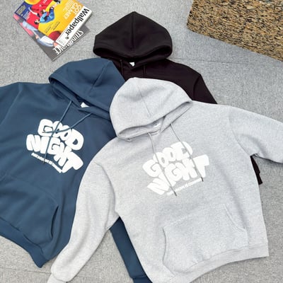 【現貨】GOOD NIGHT 發泡落肩刷毛帽T8