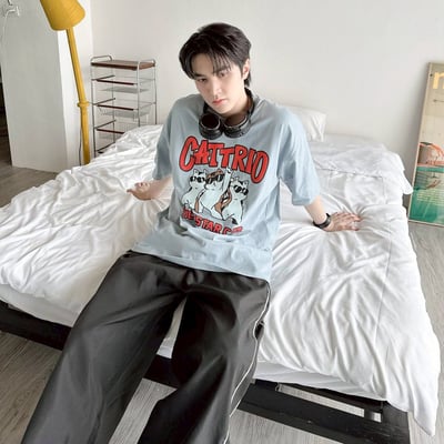 【現貨】CATTRIO 搖滾墨鏡貓印花短T5