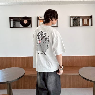 【現貨】CAT STRETCH貓咪伸展塗鴉感印花短T4