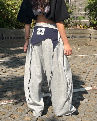 【誰都能駕馭!!!】美式撞色疊穿彎刀棉褲6