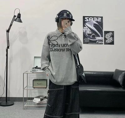 【現貨】水洗小花華夫格長袖POLO衫2