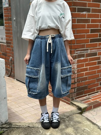 【現貨】抽鬚口袋牛仔短褲6