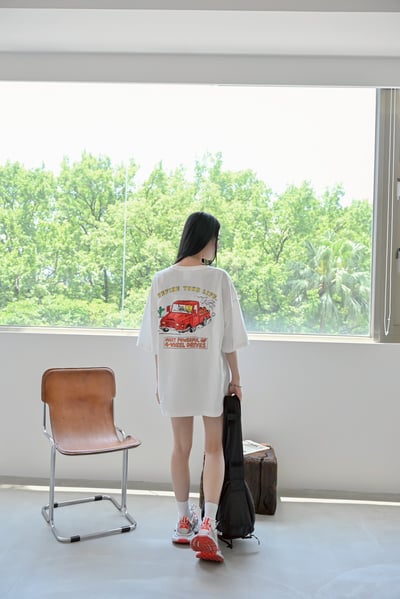 沙漠卡車插畫印花短T5