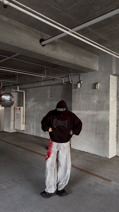 【現貨】黑暗系漂浮英文短寬BOXY帽T7