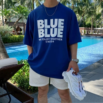 【現貨】夏日陽光BLUE字母短T1