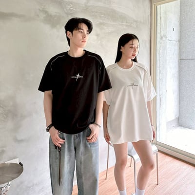 【超炫現貨】NOTIME NOSEE星芒立體別針拉鍊造型短T1