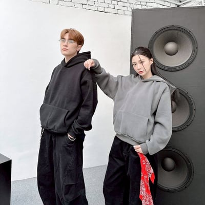 【現貨】素色百搭短寬刷毛帽T3