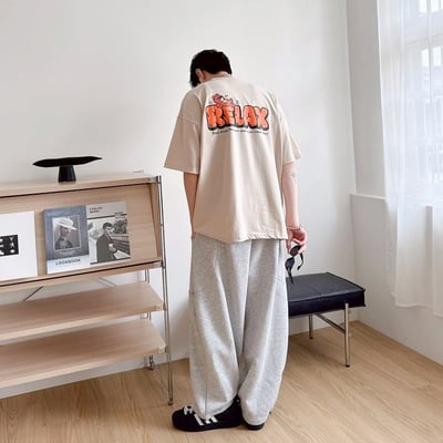 RELAX慵懶熊泡泡字印花短T4