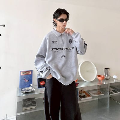 【現貨】SINCEPRINCE斑駁字體拉鍊POLO衫4