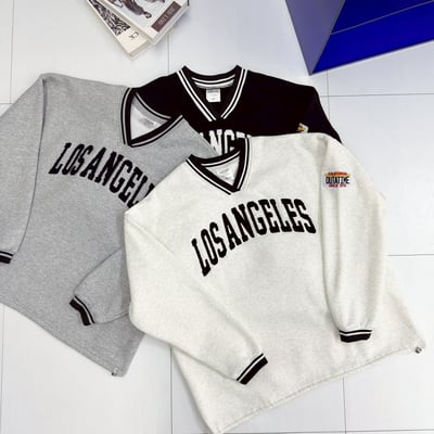 【現貨】LOSANGELA 美式毛巾繡V領大學T11