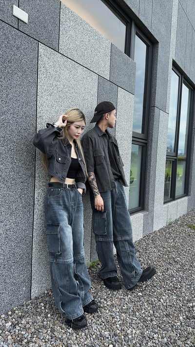 【一件兩穿CP值爆高】重工藝可拆式寬版牛仔落地褲8