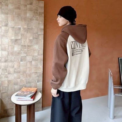 【現貨】VINTAGE撞色拼接連帽外套3