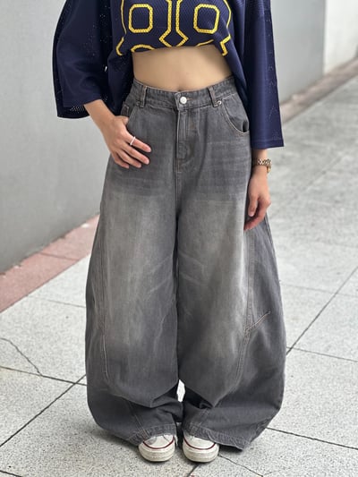 【現貨】街頭煙痕落地彎刀褲12