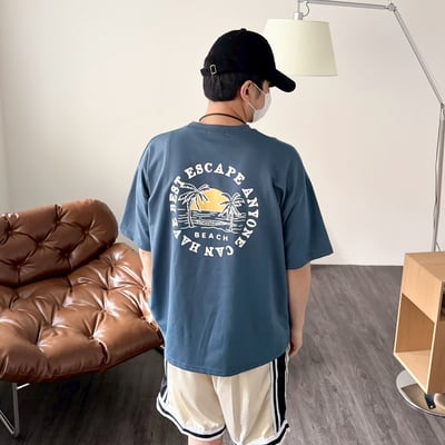 【現貨】夕陽海灘印花短T3