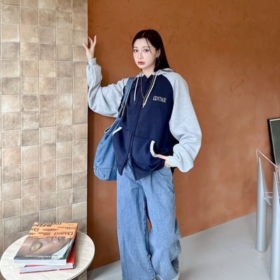 【現貨】VINTAGE撞色拼接連帽外套12