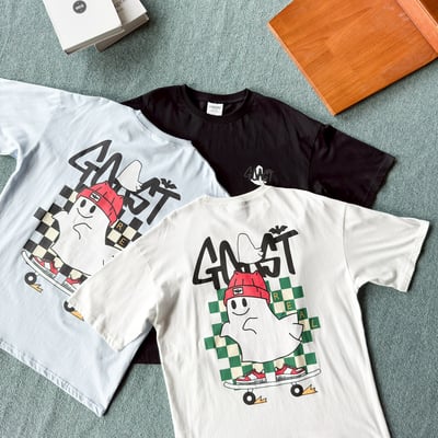 【現貨】GOAST棋盤格滑板幽靈印花短T1