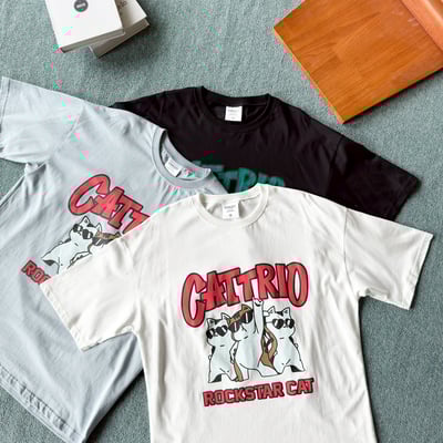 【現貨】CATTRIO 搖滾墨鏡貓印花短T8