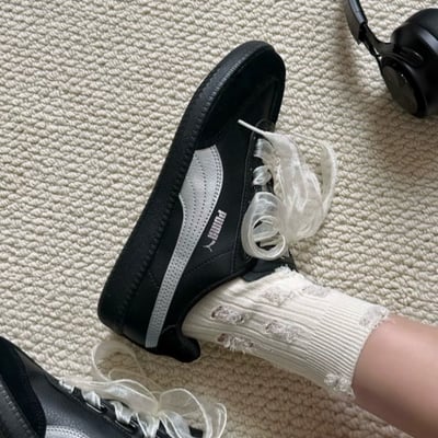 【新款!國外限定】Puma 9-T Suede 黑白銀 黑銀 寬鞋帶 復古德訓鞋｜407608-022