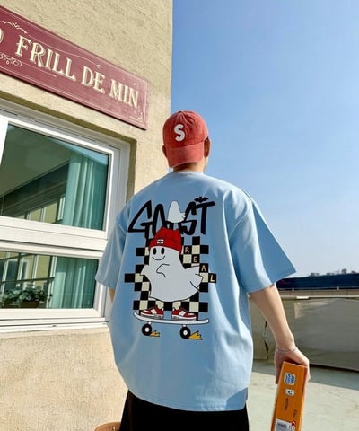 【現貨】GOAST棋盤格滑板幽靈印花短T5