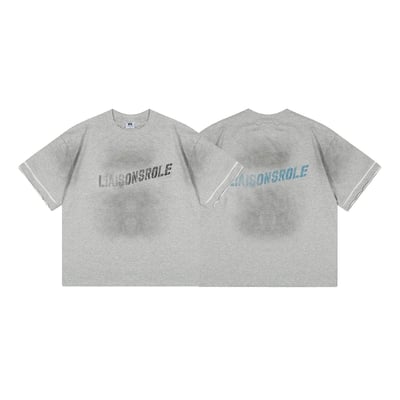 【前後不同色!!!帥酷單品】美式手袖拼接做舊重磅短T12