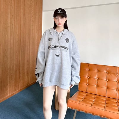 【現貨】SINCEPRINCE斑駁字體拉鍊POLO衫9