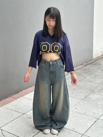 【現貨】街頭煙痕落地彎刀褲6