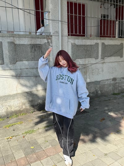 【熱賣不斷!好評大爆單!!】BOSTON刺繡貼布刷毛帽T3