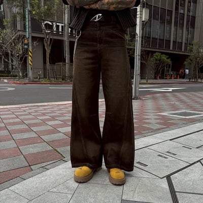 【現貨】高腰丹寧雅痞闊腿褲4