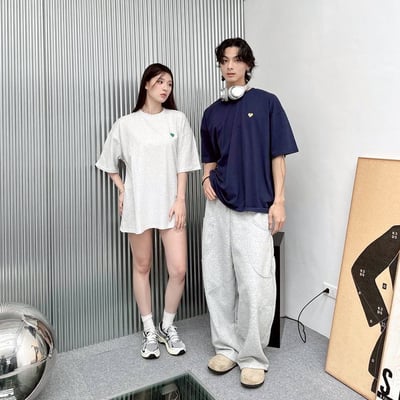 【現貨】撞色小愛心刺繡短T5