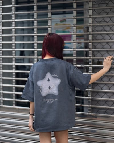 【現貨】荊棘五角星刺繡麂皮短T5