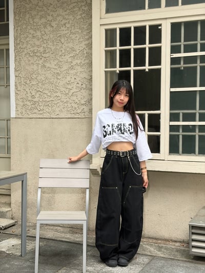 【腿長顯瘦神褲 官網限定】暗域結構拼接工裝寬褲4