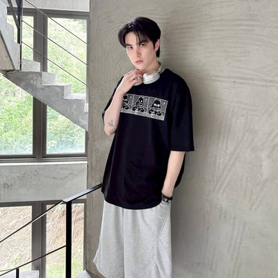 【現貨】三格河馬表情表情印花短T5