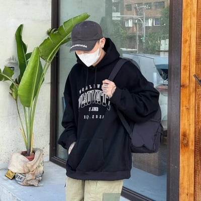 【現貨】貼布繡爬線重磅寬版帽T5