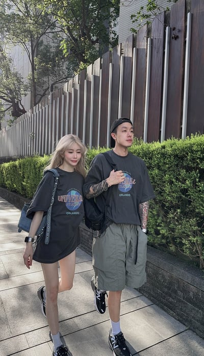 【現貨】個性街頭重磅英文短T質感水洗地球寬版短T5