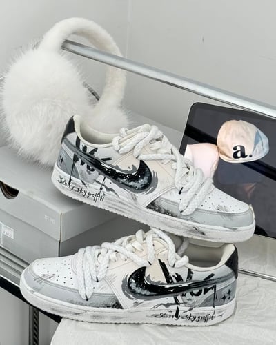 【訂製款】Nike Court Vision 灰痕塗鴉5