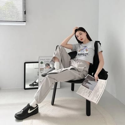 【現貨】流線拼布造型長褲2